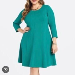 NWT Draper James Pine Green 2x Fit and Flare Pointe Dress